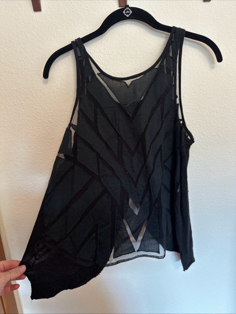 Free People Black Sheer Geometric Tank